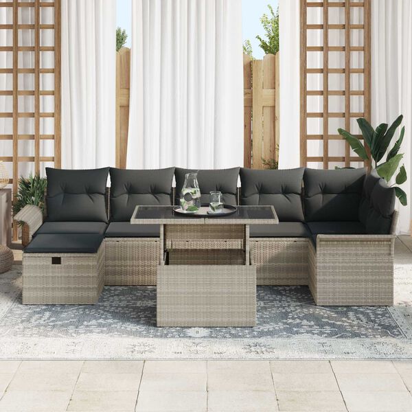 vidaXL Ensemble de canapé de jardin 8 pcs Gris clair Poly rotin