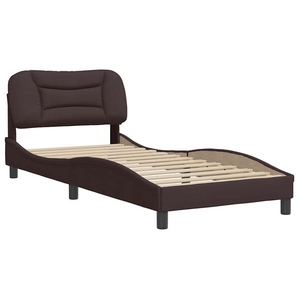vidaXL Cadre de lit sans matelas Hvar marron fonc&eacute; 80x200 cm tissu