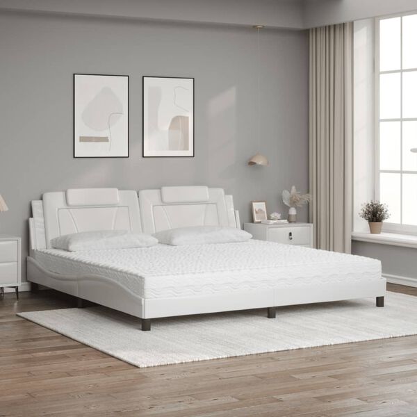 vidaXL Lit Viana avec matelas blanc 200x200 cm similicuir