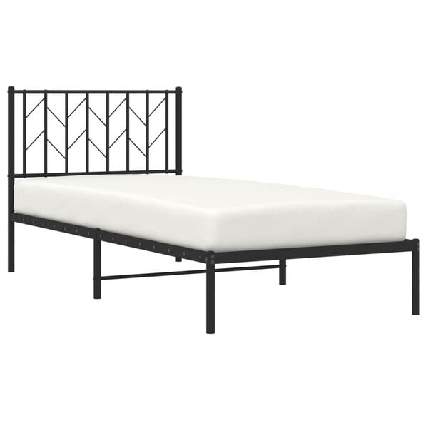 vidaXL Cadre de lit m&eacute;tal sans matelas avec t&ecirc;te de lit noir 90x190 cm