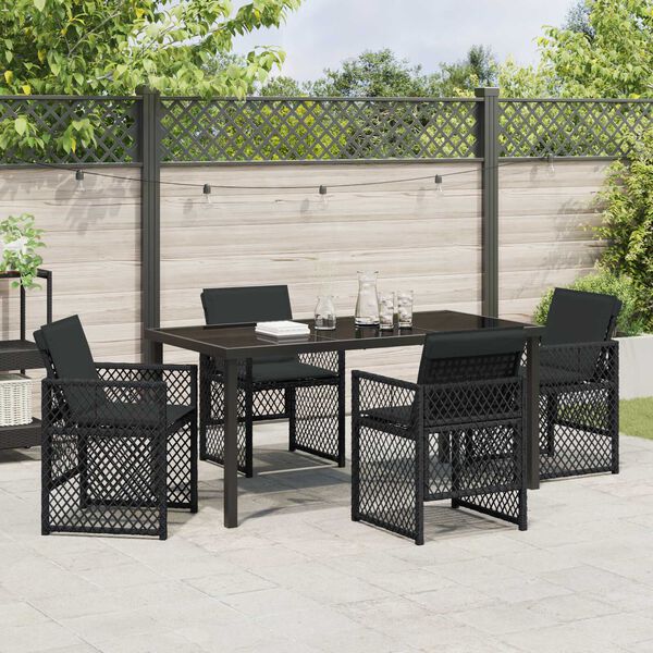 vidaXL Ensemble de salle &agrave; manger pour jardin 5 pcs Noir polyrotin
