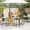 vidaXL Ensemble de bar de jardin 5 pcs noir bois massif acacia rotin
