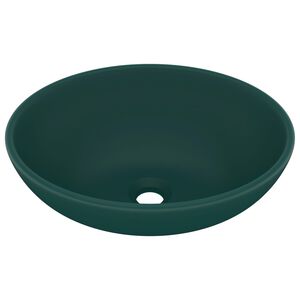 vidaXL Lavabo ovale de luxe Vert fonc&eacute; mat 40x33 cm C&eacute;ramique