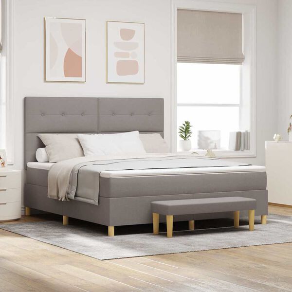 vidaXL Lit &agrave; ressorts avec matelas Taupe 180 x 200 cm tissu