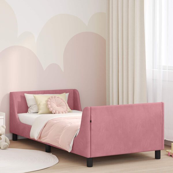 vidaXL Cadre de lit pour enfants avec tête de lit Rose 80 x 200 cm
