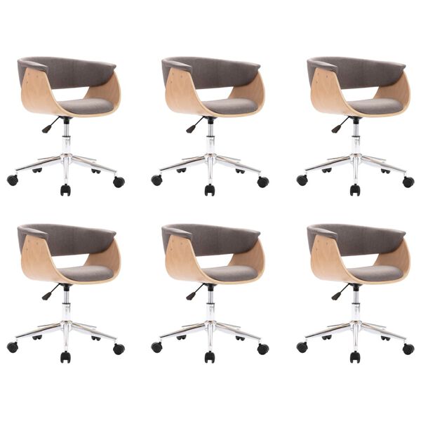 vidaXL Chaises pivotantes &agrave; manger lot de 6 taupe tissu