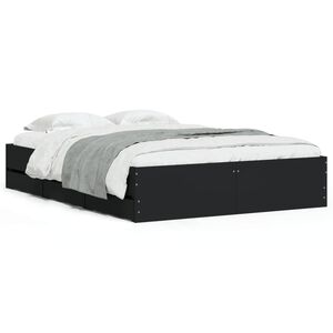 vidaXL Cadre de lit avec tiroirs sans matelas noir 120x190 cm