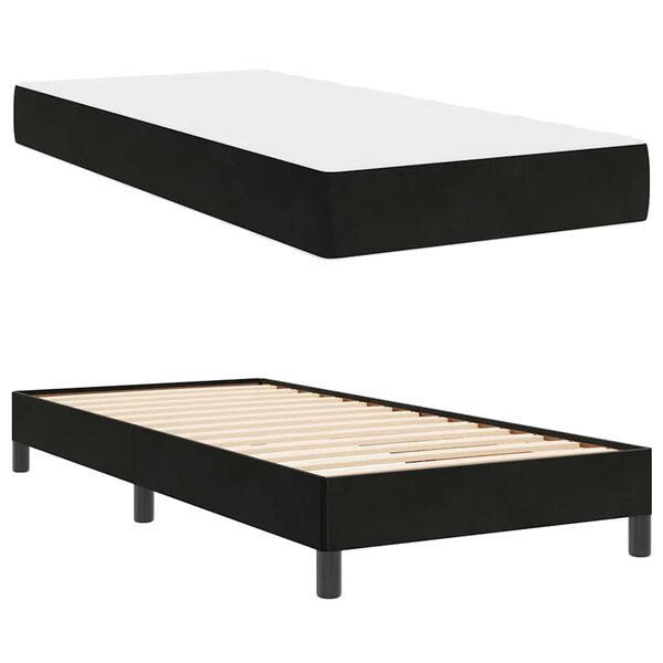 vidaXL Lit &agrave; ressorts avec matelas Noir 90 x 210 cm tissu