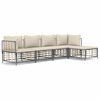 vidaXL Salon de jardin 5 pcs avec coussins anthracite r&eacute;sine tress&eacute;e
