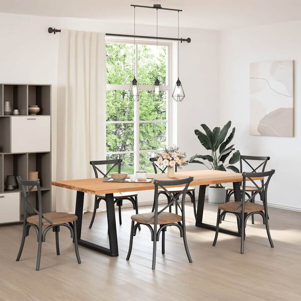 vidaXL Pieds de table à manger en forme de V, 2 pièces, noir, 70 x (72-73,3) cm, acier