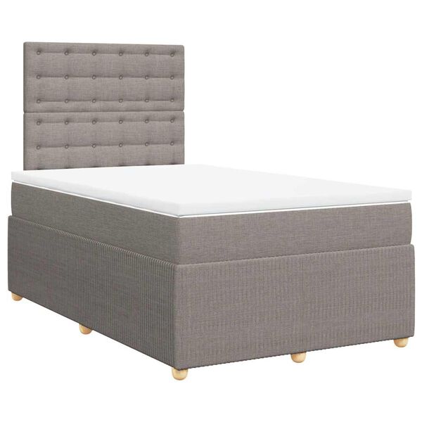 vidaXL Sommier &agrave; lattes de lit avec matelas taupe 120x190 cm tissu