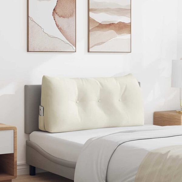 vidaXL Coussin de Dos Cr&egrave;me 100 x 24 x 50 cm Velours