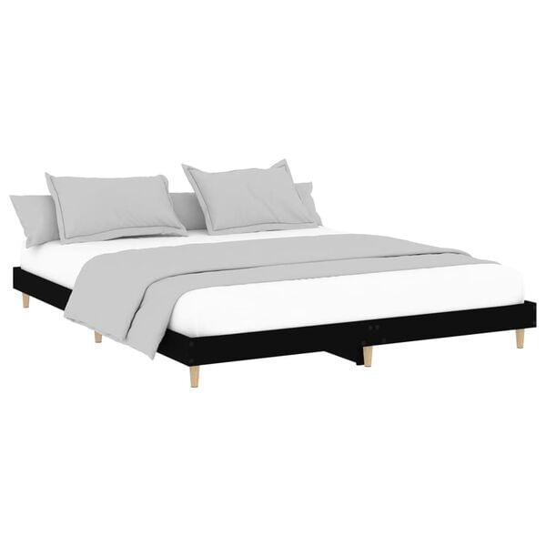vidaXL Cadre de lit sans matelas noir 200x200 cm bois d'ingénierie