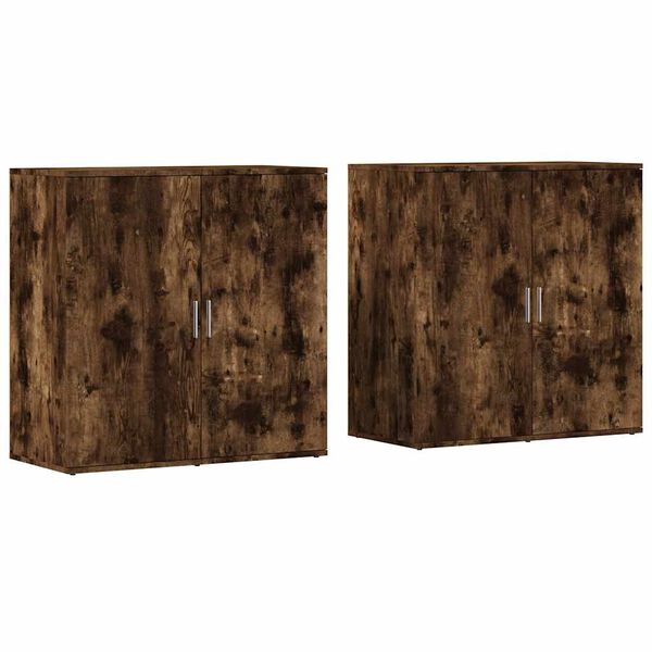 vidaXL Buffets 2 pcs ch&ecirc;ne fum&eacute; 79x38x80 cm bois d'ing&eacute;nierie