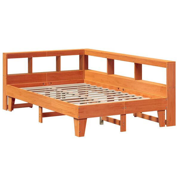 vidaXL Lit biblioth&egrave;que sans matelas cire marron 120x200 cm pin massif
