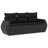 vidaXL Salon de jardin 3 pcs avec coussins noir r&eacute;sine tress&eacute;e