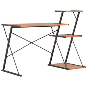 vidaXL Bureau avec &eacute;tag&egrave;re Noir et marron 116x50x93 cm