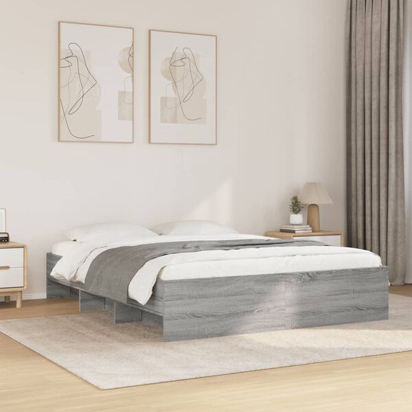 vidaXL Cadre de lit sans matelas sonoma gris 160x200cm bois ing&eacute;nierie