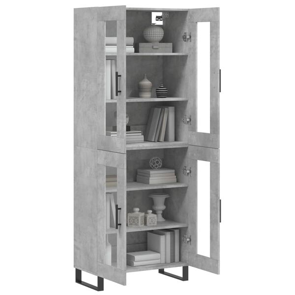 vidaXL Buffet haut Gris b&eacute;ton 69,5x34x180 cm Bois d'ing&eacute;nierie