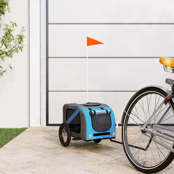 vidaXL Remorque de v&eacute;lo pour animaux de compagnie bleu et gris
