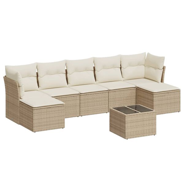 vidaXL Salon de jardin avec coussins 8 pcs beige r&eacute;sine tress&eacute;e