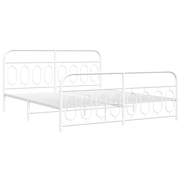 vidaXL Cadre de lit m&eacute;tal sans matelas et pied de lit blanc 183x213 cm