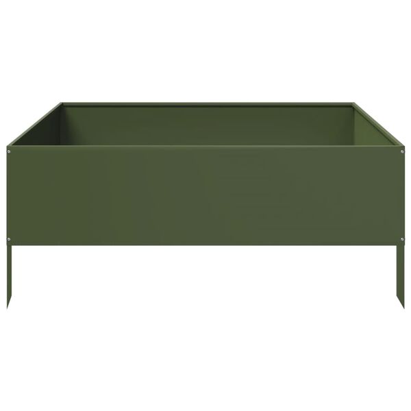 vidaXL Lit sur&eacute;lev&eacute; de jardin vert olive 100x100x25 cm acier
