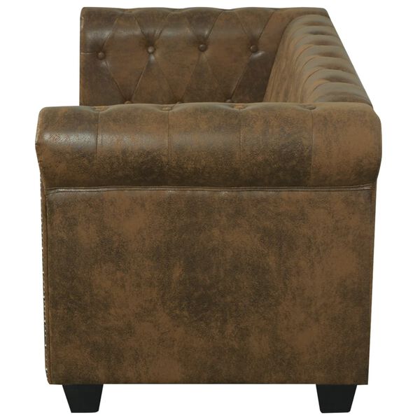 vidaXL Canap&eacute; Chesterfield 2 places en similicuir marron