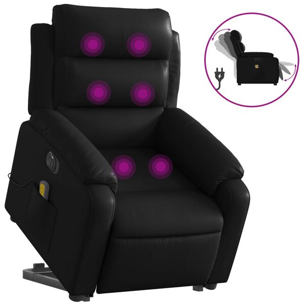 vidaXL Fauteuil inclinable de massage &eacute;lectrique noir similicuir