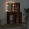 vidaXL Ensemble de table de maquillage avec LED 2 pcs Bois ancien