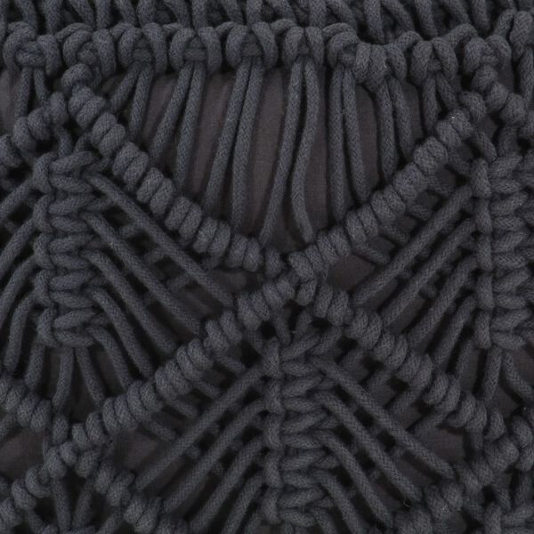 vidaXL Pouf fait &agrave; la main en macram&eacute; Anthracite 45x30 cm Coton