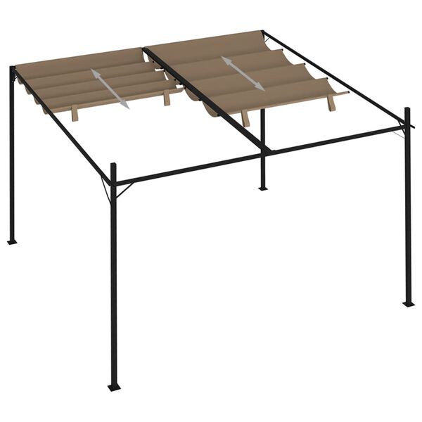 vidaXL Belv&eacute;d&egrave;re avec toit r&eacute;tractable 300x300x233 cm Taupe