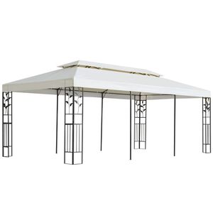 vidaXL Belv&eacute;d&egrave;re &agrave; double toit blanc 6x3 m acier