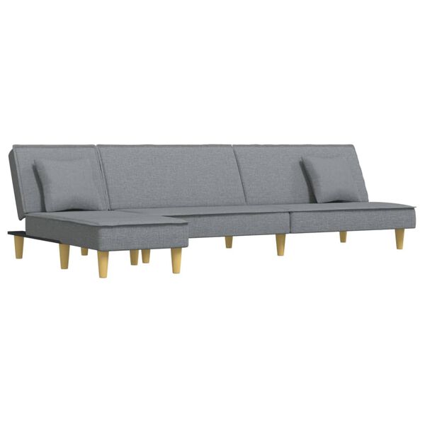 vidaXL Canap&eacute;-lit en forme de L gris clair 255x140x70 cm tissu