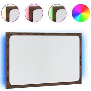 vidaXL Miroir de salle de bain &agrave; LED ch&ecirc;ne marron bois d'ing&eacute;nierie