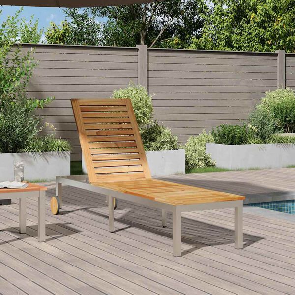 vidaXL Transat 1-personne Marron 207 x 58 x 35cm Bois d'acacia massif