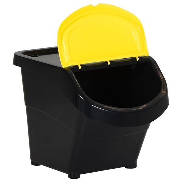 vidaXL Poubelles empilables avec couvercles 3 pcs noir PP 78 L
