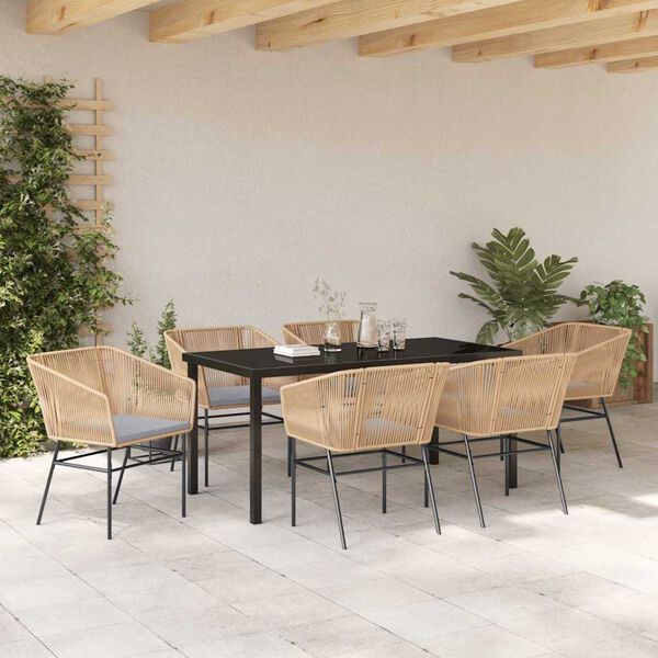 vidaXL Ensemble de salle &agrave; manger pour jardin 7 pcs Marron