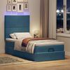vidaXL Cadre de lit ottoman avec matelas bleu fonc&eacute; 80x200 cm velours