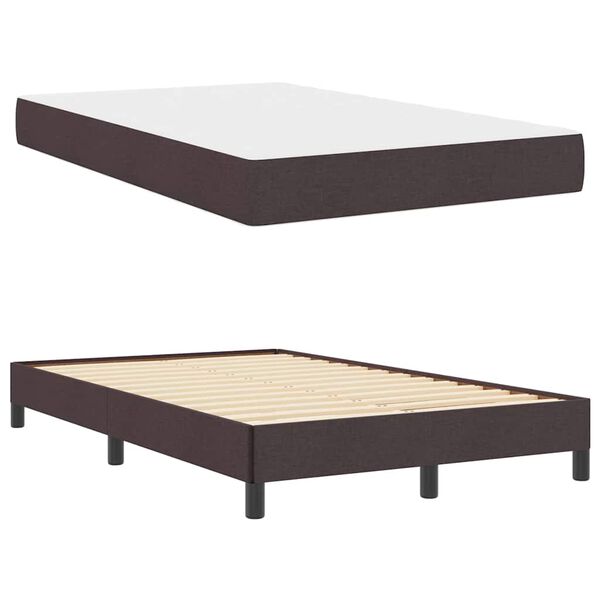 vidaXL Lit &agrave; ressorts avec matelas Marron fonc&eacute; 120 x 190 cm tissu