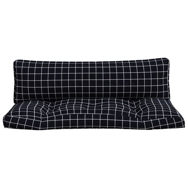 vidaXL Coussins de palette lot de 2 motif à carreaux noir tissu Oxford