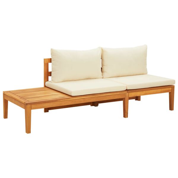 vidaXL Salon de jardin 3 pcs avec coussins blanc crème Bois d'acacia