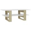 vidaXL Table basse blanc et ch&ecirc;ne sonoma 110x55x42cm bois d'ing&eacute;nierie