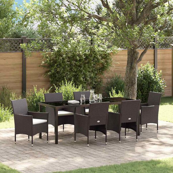 vidaXL Ensemble de salle &agrave; manger pour jardin 7 pcs Marron polyrotin