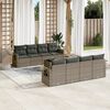 vidaXL Salon de jardin 9 pcs avec coussins gris r&eacute;sine tress&eacute;e