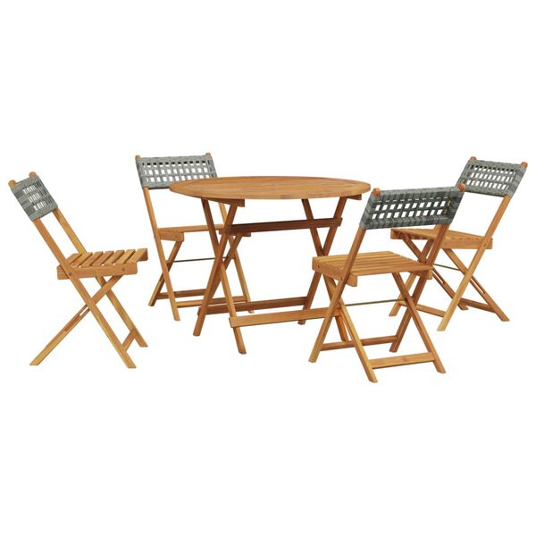 vidaXL Ensemble &agrave; manger de jardin 5 pcs r&eacute;sine tress&eacute;e et bois massif
