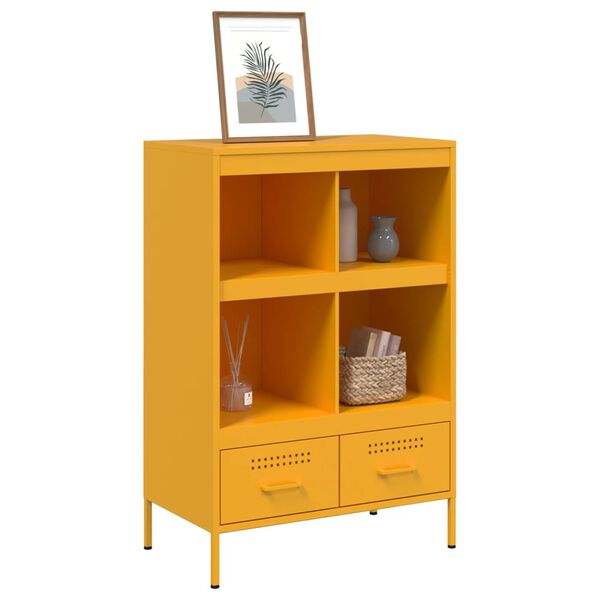 vidaXL Buffet haut jaune moutarde 68x39x101,5 cm acier