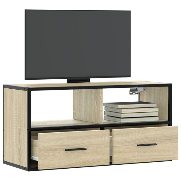 vidaXL Meuble TV chêne sonoma 80x31x39,5 cm bois d'ingénierie et métal