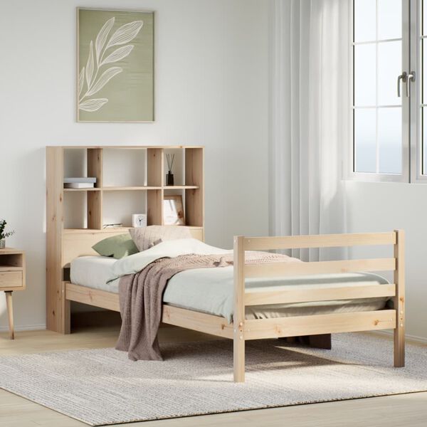vidaXL Lit biblioth&egrave;que sans matelas 90x190 cm bois de pin massif
