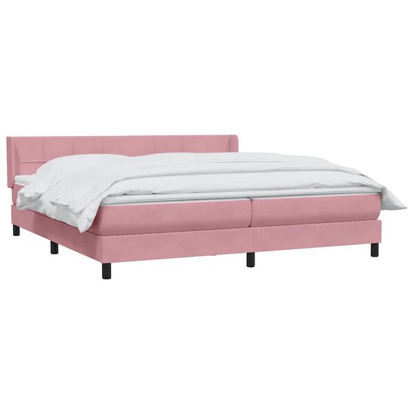 vidaXL Sommier &agrave; lattes de lit avec matelas rose 180x210 cm velours